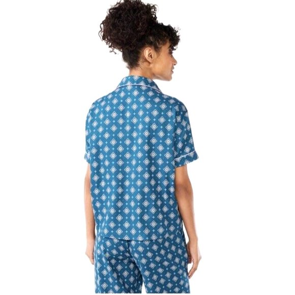 JOYSPUN 2X 18W-22W Women's Plus Corsair Blue Green Notch Collar PJ TOP NWT - Picture 6 of 6